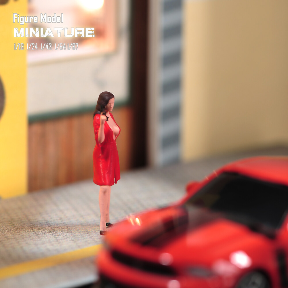Figurines Miniatures 1/64 Et 1/43 : Personnages Fille Et Homme Pour Diorama, Scènes De Voiture, Jouets Collection