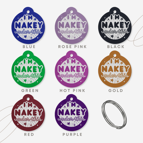 Nakey Under This - Personalised Dog ID Collar Tag: Funny Custom Pet Safety - Picture 2 of 7