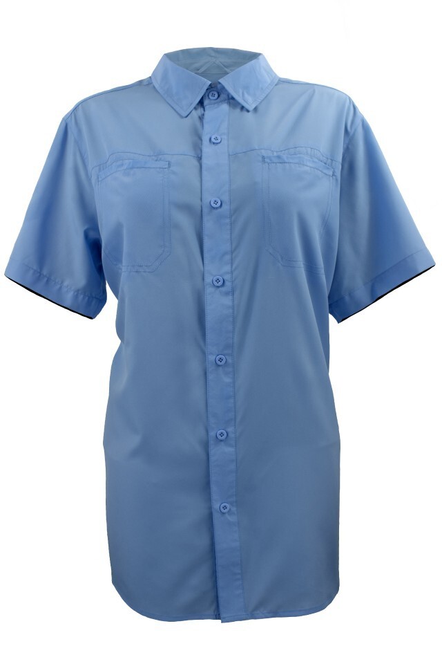 Chemise De Pêche Femme FinTech Manches Courtes – XS Bleue, Neuve Avec étiquettes