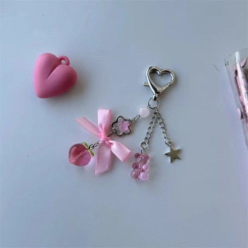 Bear with Star Ribbon Bowknot Keychain Hanging Ornament Women Key Ring Accessory - Zdjęcie 3 z 8