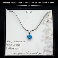 Gift For My Sister Glamorous Turquoise Birthstone Pendant Necklace  Message