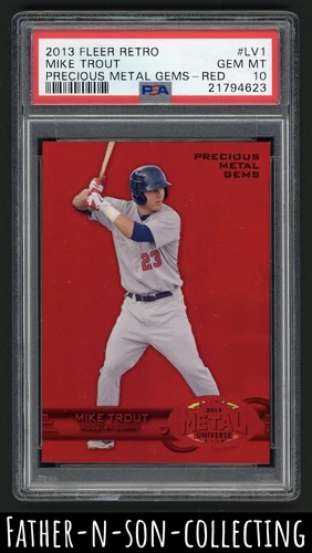 2013 Fleer Retro Mike Trout LV1 - Precious Metal Gems - Red PMG - PSA 10! Pop 6