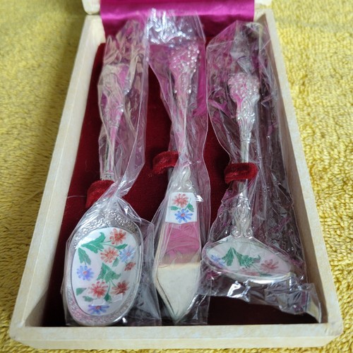 Vintage Linden Handwerk Silberplatte Celine 3-teiliges Besteck Set