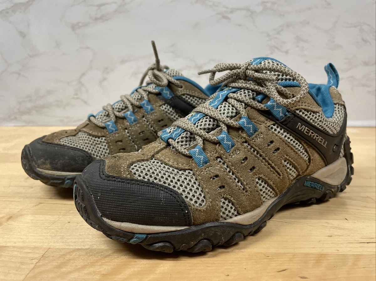 Merrell Womens Sz 6 Leather Low Top Lace Up Shoes Sneakers Outdoor Smoke Hiking