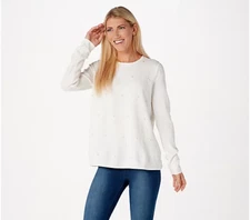 Attitudes by Renee Pearl Crew Neck Sweater-Ivory-2X A372055 NEW