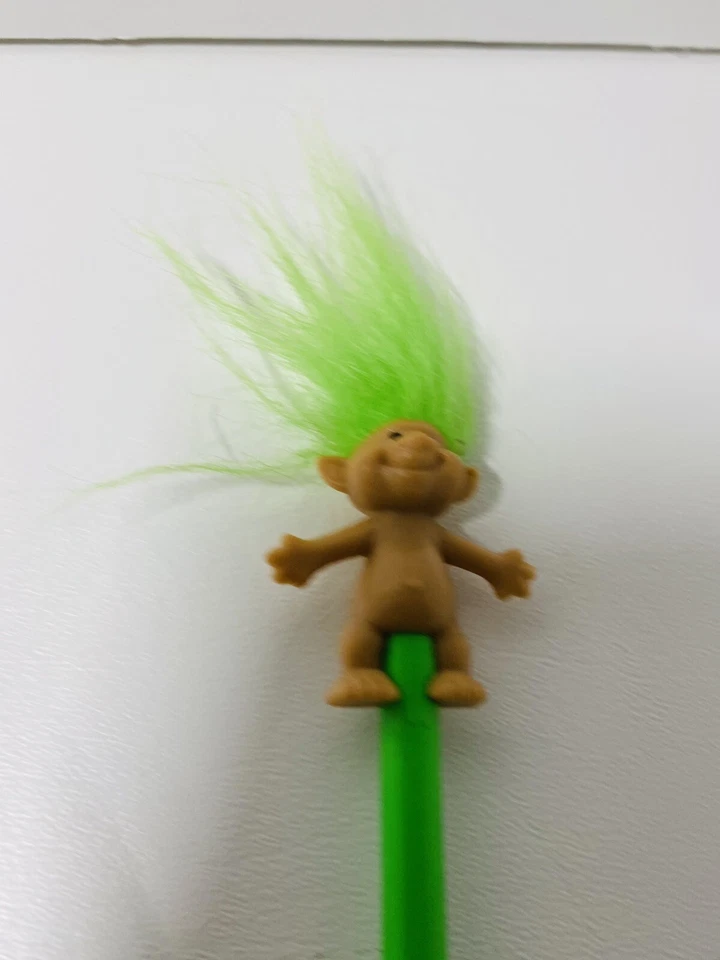 Vintage TROLL on Green PENCIL w/Green HAIR- RUSS TROLL DOLL - Изображение 3 из 3