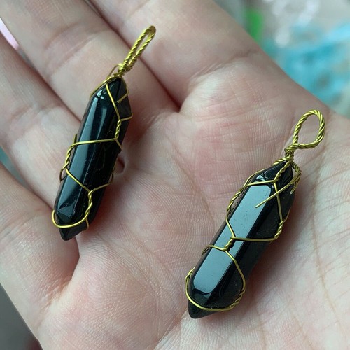 Natural Crystal Quartz Healing Gemstone Point Chakra Stone Wire Wrap Pendant - Picture 15 of 37