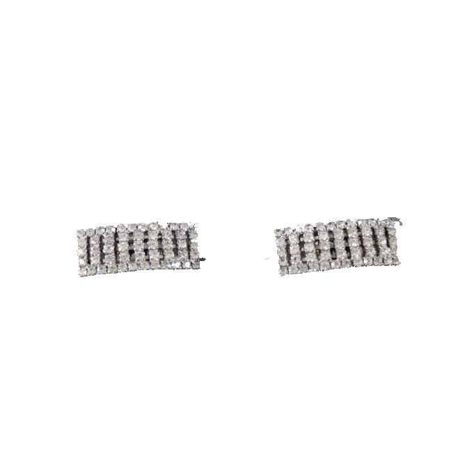Shoe Clips Silvertone Rectangular Rhinestones 2.5… - image 1