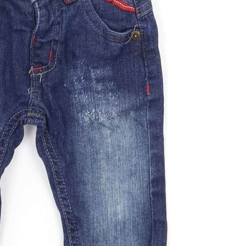 Minoti Boys Blue 100percent Cotton Cargo Jeans Size 6-9 Months image 10