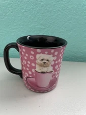 MALTESE PUPPY COFFEE MUG KEITH KIMBERLIN ENCORE GROUP PINK WITH BUBBLES