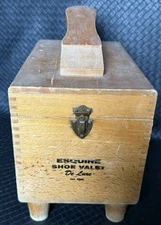 Vintage Esquire Shoe Valet De Luxe Shoe Shine Oak Wood Box Kit W All Supplies