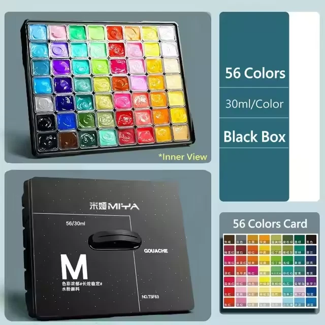 MIYA HIMI Gouache Paint Set – 56 Colors, 30ml Jelly Cups, Non-Toxic Paint Set - image 2 of 4