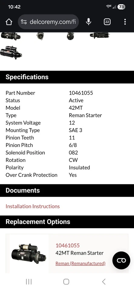 Delco Remy 10461055 42MT Reman Starter - Image 2 of 4