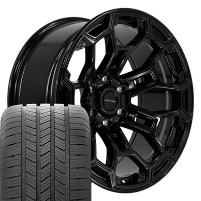 DF03 20x9 Black Defiant Wheels & 275/55R20 Goodyear Tires Set 6X139.7 -12ET