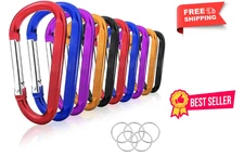 10 Pack 3'' Aluminum Spring Snap Hook Carabiner D Ring Carabiner Clip Camping Ac