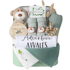 Baby Gift Set Baby Shower Gifts Basket for Newborns New Born Baby Sage Green ...