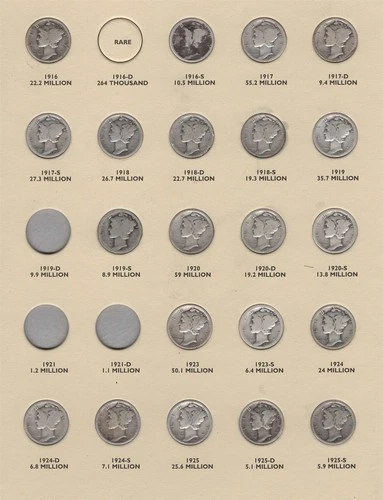 1916-1945 PDS Mercury Dime Set *$7 Face Silver* "Circ-UNC"