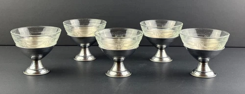 Vintage Depression Glass Sherbert Ice Cream Dish Set of 5