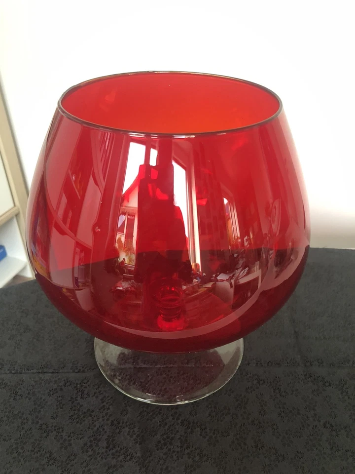 Roter Ballon mundgeblasene Vintage Glasvase - Bild 2 von 3