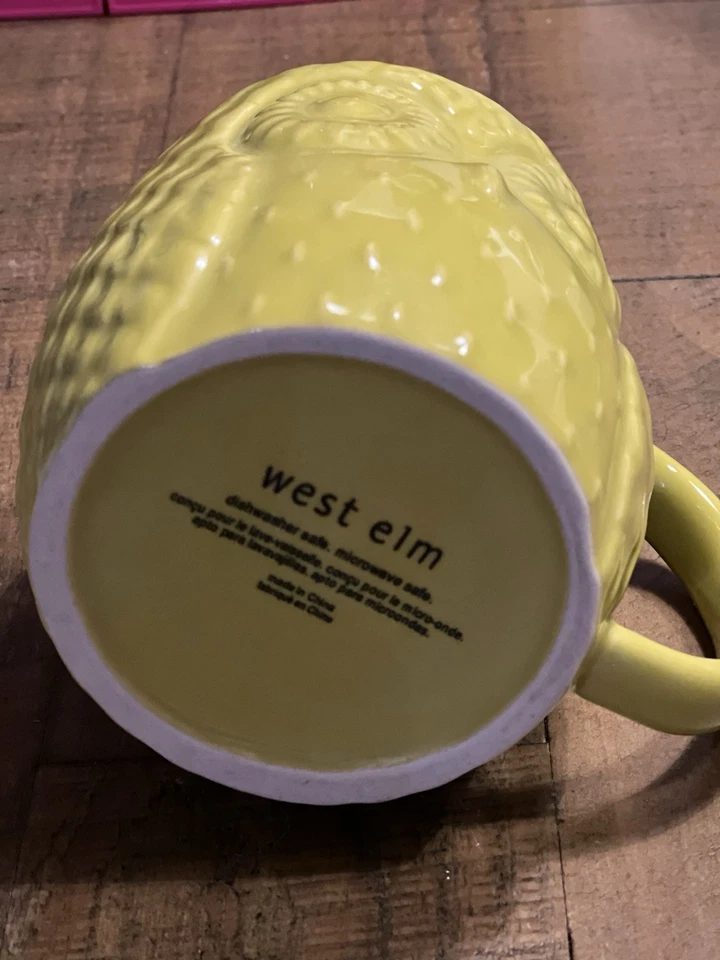 West Elm Owl Large Mug Chartreuse, ￼Green EUC Glossy - Image 3 of 4