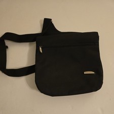 Travelon Black Nylon Shoulder Crossbody Sling Bag Multi Zip Pockets