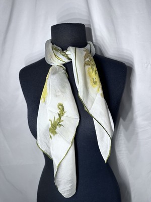 Vintage 100% Silk Scarf Made in Italy Floral Design Hand Rolled Hem 30'' x 30''