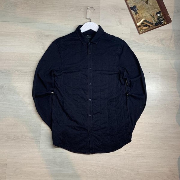 Men Armani Exchange Shirt Navy Cotton S-M