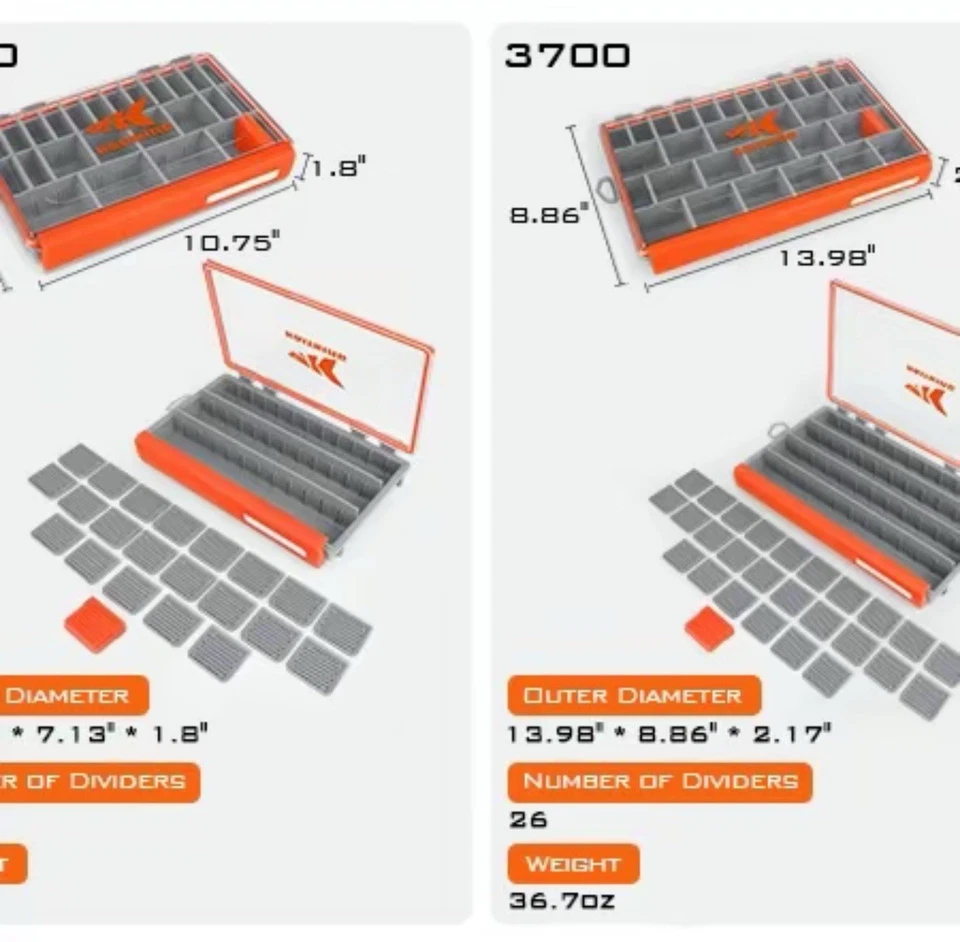Caja de Aparejos de Pesca Caja de Herramientas Compartimentos de Almacenamiento Portátil Ajustable Utilidad Foto 3 de 4