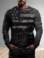 Patriotic 3D American Flag Print Long Sleeve T-Shirt