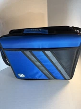 Case It Dual 2 in 1 Blue Zipper 3 Ring Binder Expanding File Notebook With Strap