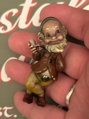 Vintage Resin/Plastik Wichtel Zwerg Elfe Pixie Ornament um 1970 Hongkong C
