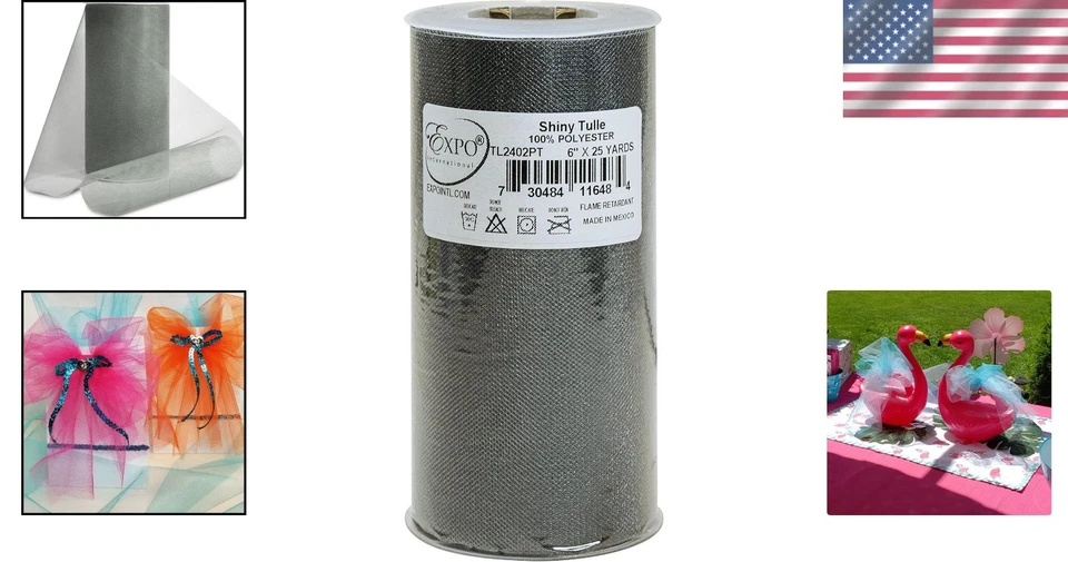 Classic 25-Yard Shiny Pewter Tulle Spool - Ideal for Crafters and Designers - Image 2 of 4