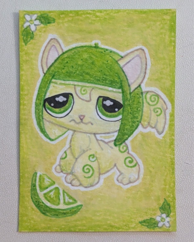 ACEO Artist Original, ATC Artist Trading Card, Littlest Pet Shop, LPS, Meme, Cat