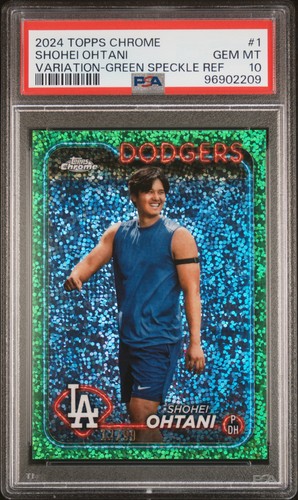 2024 TOPPS CHROME VARIATION-GREEN SPECKLE REFRACTOR SHOHEI OHTANI 12/99 PSA 10