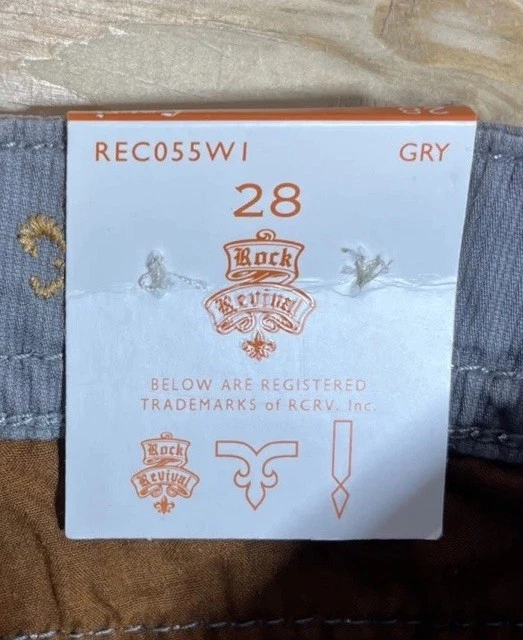 Новые с ярлыками серые укороченные брюки Rock Revival 28 с фирменными карманами - Изображение 3 из 4