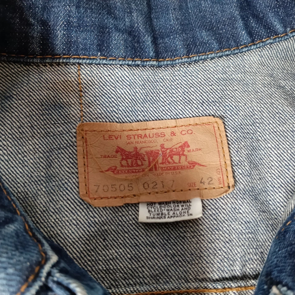 Chaqueta de camionero vaquera vintage Levi's tipo III 70505 talla 42 azul hecha en EE. UU. Foto 3 de 4