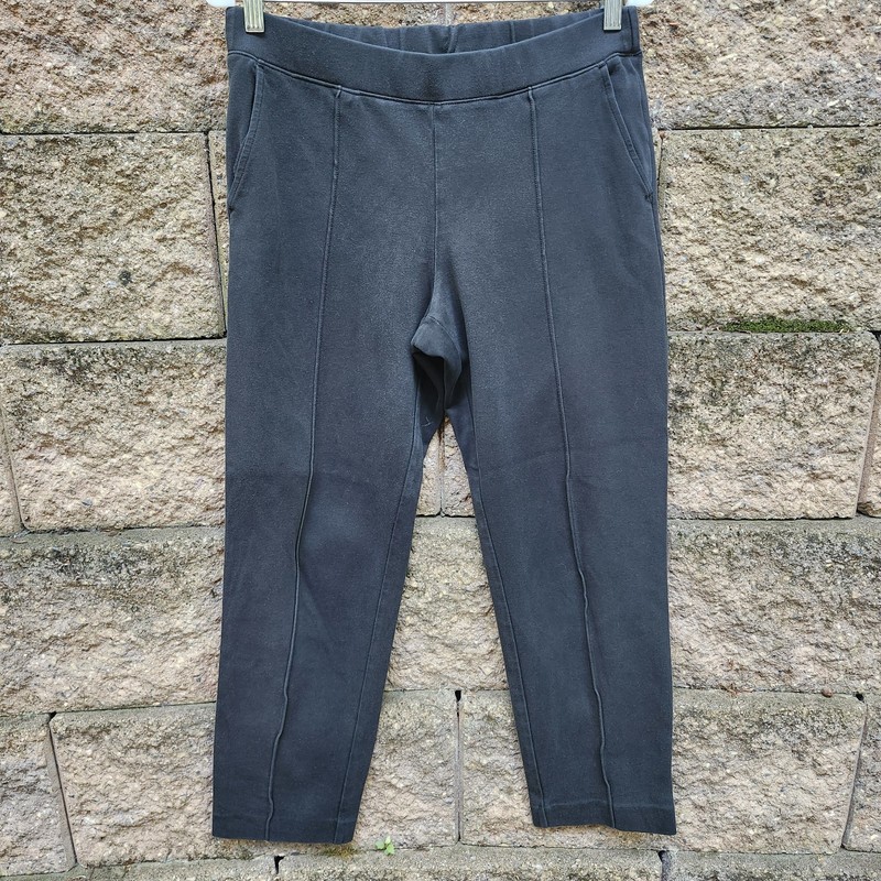 J. Crew pin tuck front black knit jogger tracky dack Womens lounge pant sz 8 MED