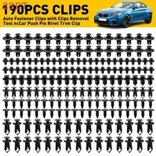 2set Universal Car Body Fastener Plastic Clip Rivets Panel Fender Retainer Black