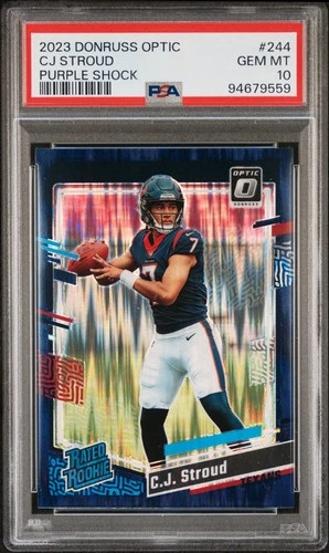 2023 Donruss Optic C.J. Stroud Purple Shock Prizm Rated Rookie PSA 10 #244 RC
