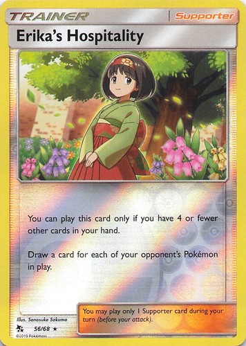 Erika's Hospitality 56/68 Rare Hidden Fates Pokemon Reverse Holo Near Mint