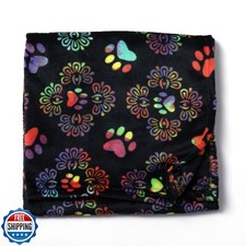 Pet Dog Cat Blanket Ultra Soft Cozy Fleece Paw Print Design Machi