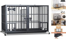 48/42 inch XL Dog Crate for Large Dog/Double Medium Dogs,Heavy 48"inch Black