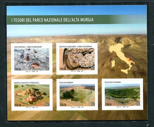 ITALY 2021 souv. sheet 5 stamps -TESORI PARCO NAZIONALE DELL'ALTA MURGIA - mnh