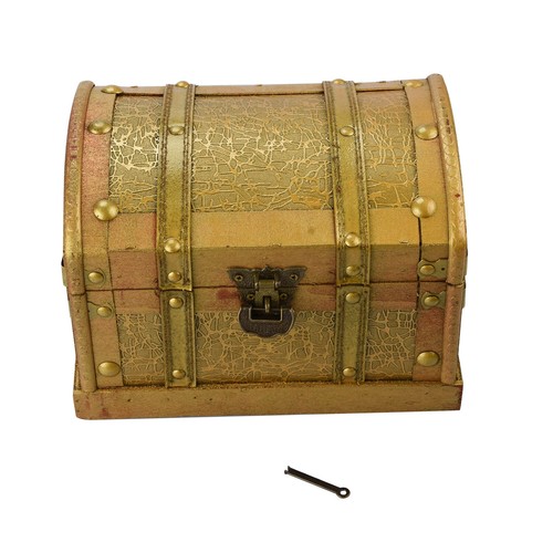 Wooden Pirate Treasure Chest Box Gem Jewelry Trinket Keepsake Storage Organizer - Picture 6 of 10