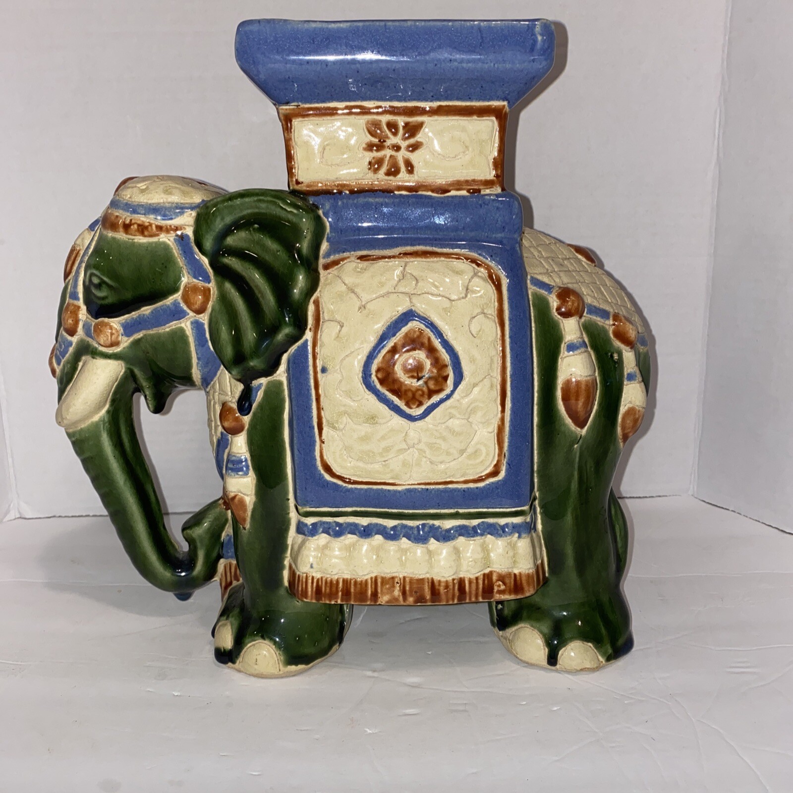 Vintage Asian Ceramic Elephant Plant Stand Statue 11" Tall x 12" Long 5" Wide eBay