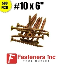 INTERCORP 1050SY #10 X 6" Drywall/Deck Screws Yellow Zinc 500 BOX