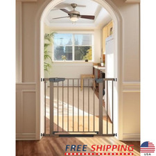 Baby Gate Stairs Pressure Mounted Self Closing Safety Gate Walk Through Kid Pets