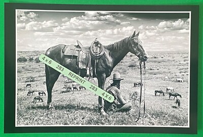Found 4X6 PHOTO of Old COWBOY on a Cattle Drive Camp