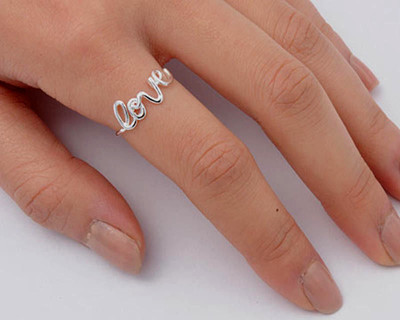 Love Ring Genuine Solid Sterling Silver 925 Jewelry Gift Face