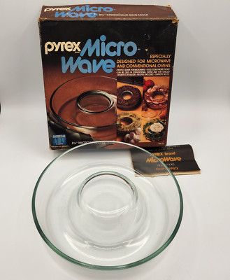 Vintage Pyrex Clear Microwave Conventional Oven Ring Mold 8-5/8'' Model M22 Box